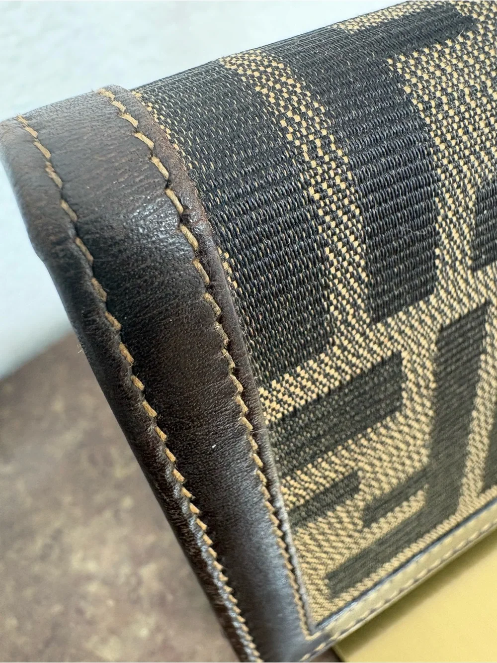 Fendi Vintage Zucca FF Monogram Canvas Leather Continental Wallet Brown